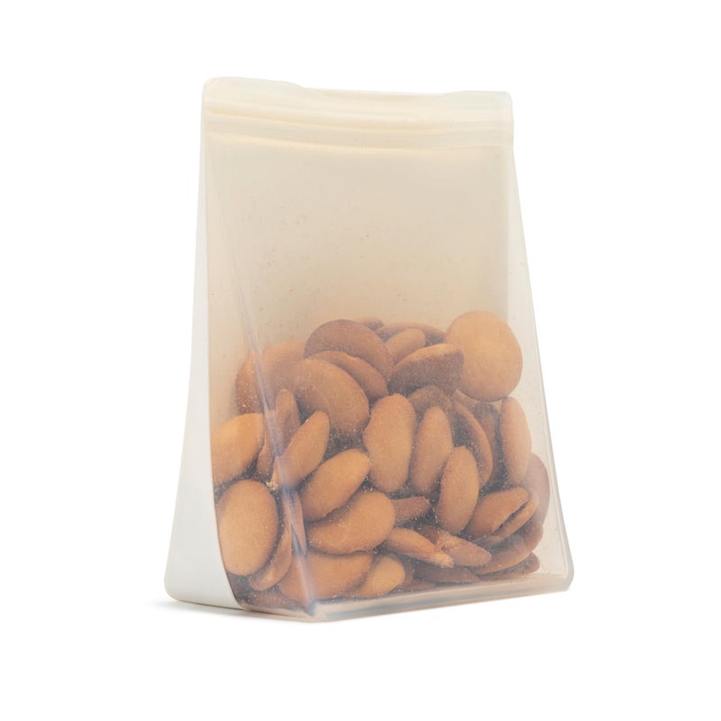 WP W&P Porter Silicone Reusable Storage Bag, Sandwich (50oz Stand-Up), Cream, Food Storage Container, Microwave and Dishwasher Safe, Easy Cleaning - Image 1